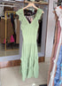 Summer Solid Color Deep V-Neck Layer Flounce Dresses